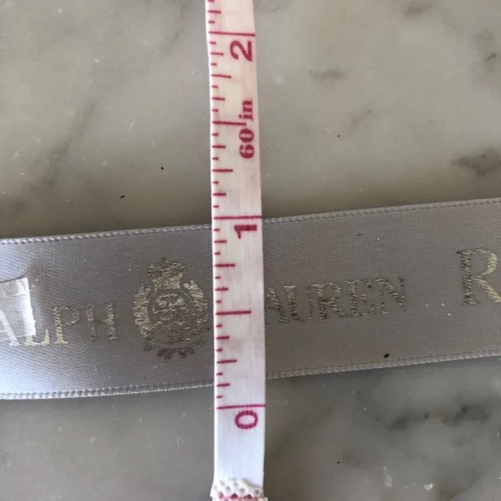RALPH LAUREN Monogram Silver Gray Satin Ribbon Roll RARE @ 15 ft Spool N…